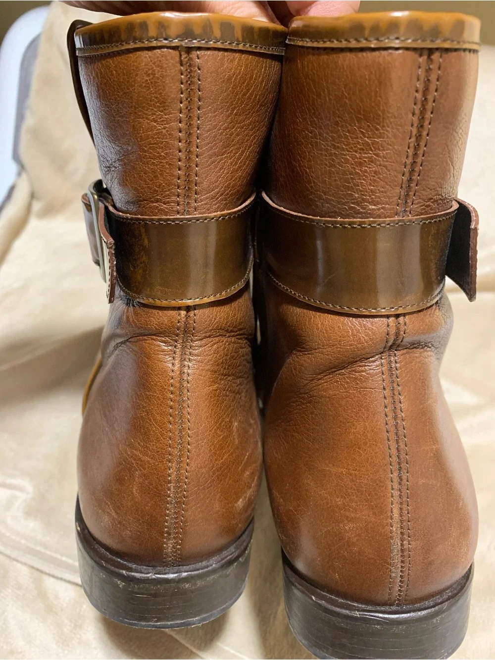Franco Cuadra Brown Leather Ankle Booties with Buckle - Boho Chic Women Low Heel